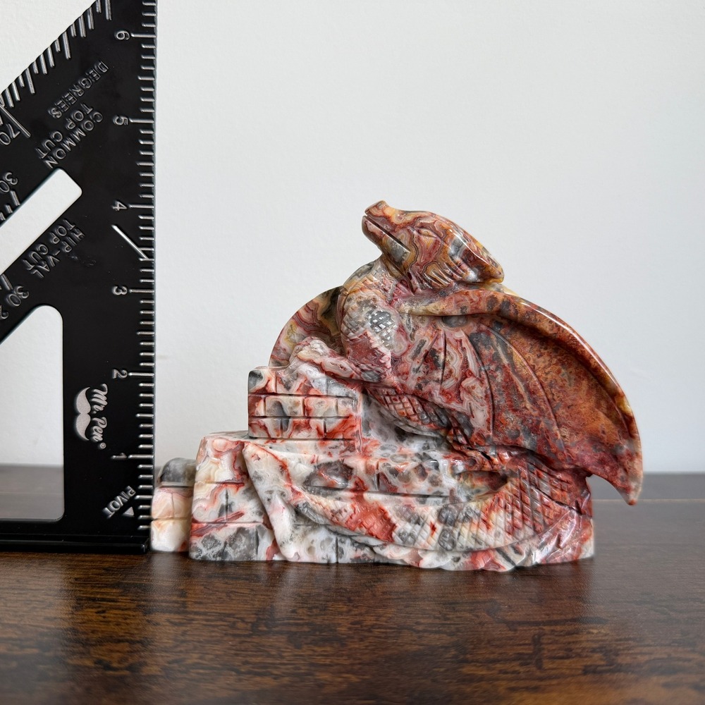 Crazy Lace Agate Dragon | Natural Gemstone Crystal Figurine Carving - Picture 13 of 16